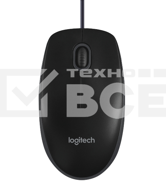 Мышь проводная Logitech B100 черный, 1000 dpi, USB, кнопки - 3