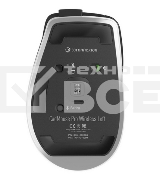 Мышь беспроводная/проводная 3Dconnexion CadMouse Pro Wireless Left (3DX-700079) черный, 7200 dpi, радиоканал, Bluetooth, USB Type-C, кнопки - 7