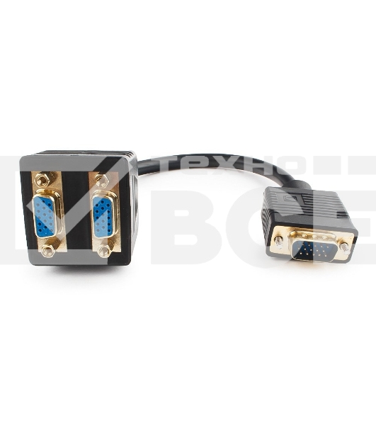 Разветвитель VGA Cablexpert CC-VGAX2-20CM, HD15M/2x15F, 1 компьютер - 2 монитора