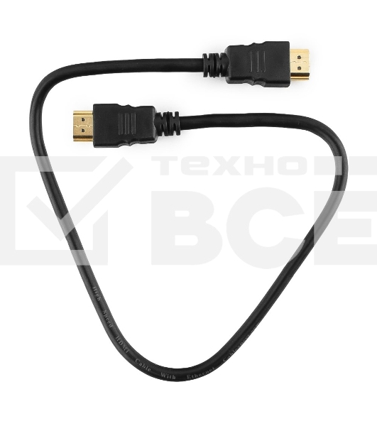 Кабель Cablexpert HDMI CC-HDMI4-0.5M, 19M/19M, v2.0, медь, позол.разъемы, экран, 0.5м, черный, пак