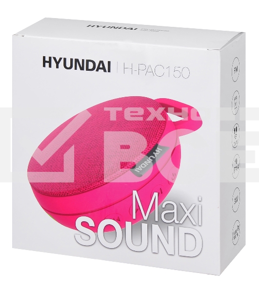 Колонка портативная Hyundai H-PAC150 красный 3W 1.0 BT/3.5Jack/USB 10м 300mAh