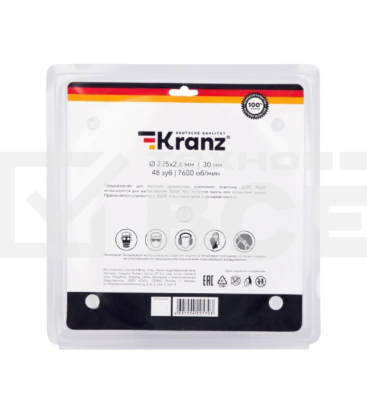 Диск пильный 235 мм х 48 зуб х 30 мм Kranz