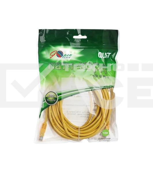 Патчкорд литой 'Aopen' UTP кат.5е 10м желтый 