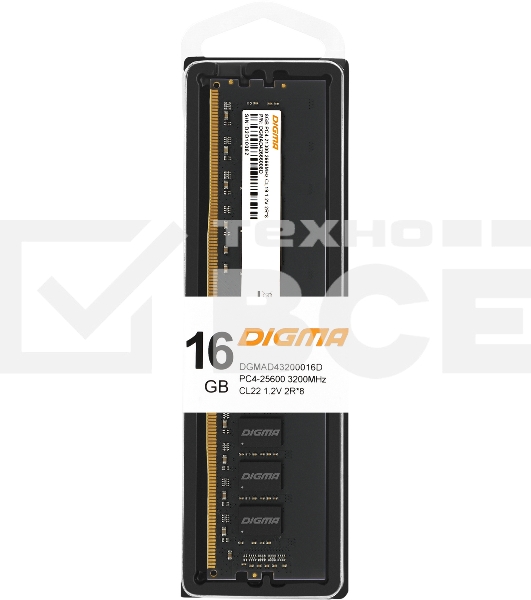 Оперативная память Digma, DDR4, 16GB (1x16 GB), 3200 MHz, CL22, DIMM