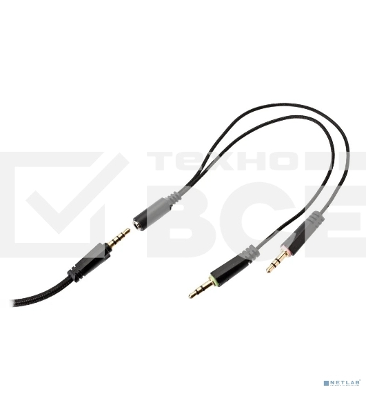 Perfeo игровая гарнитура RGF EARTH черная 1,8 м, разъем 3,5 мм (4 pin) и USB (LED), переходник
