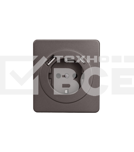 Розетка Kranz ROUND 1-ая с/з с/у з/ш 16А с USB A+C быстрой зарядки 5В/3А титан