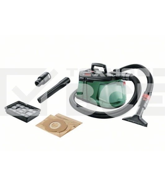Строительный пылесос Bosch EasyVac3 зеленый, 170/700 Вт, уборка сухая, пылесборник контейнер, 2 л
