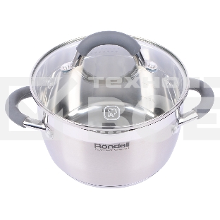 Кастрюля Rondell RDS-023 с\кр 18 см, (2,3л) Flamme (нерж.сталь 18/10,ручки из нерж.стали со вставкой силикон)