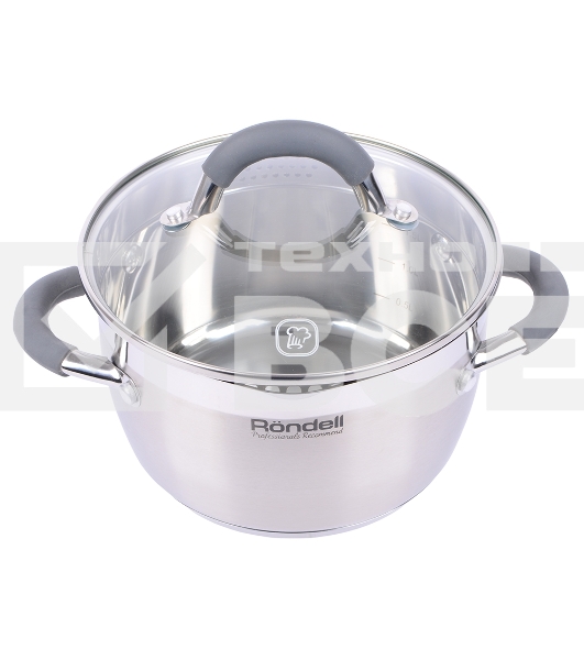 Кастрюля Rondell RDS-023 с\кр 18 см, (2,3л) Flamme (нерж.сталь 18/10,ручки из нерж.стали со вставкой силикон)