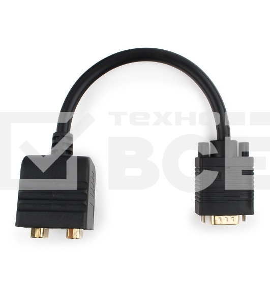 Разветвитель VGA Cablexpert CC-VGAX2-20CM, HD15M/2x15F, 1 компьютер - 2 монитора