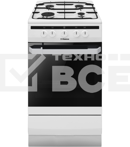 Плита газовая Hansa FCGW51001 белый, конфорок 4 шт, духовка 56 л, 50 см x 85 см x 60 см