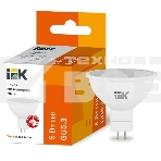 Лампа светодиодная ECO MR16 5Вт 3000К тепл. бел. GU5.3 450лм 230-240В ИЭК LLE-MR16-5-230-30-GU5, фото 1
