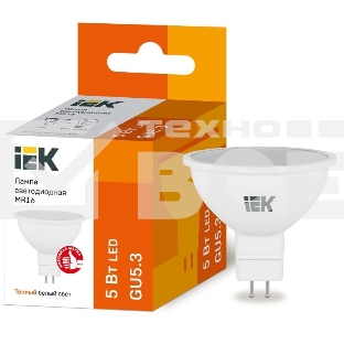 Лампа светодиодная ECO MR16 5Вт 3000К тепл. бел. GU5.3 450лм 230-240В ИЭК LLE-MR16-5-230-30-GU5