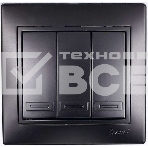 Выключатель 3-кл. 1п СП Мира 10А IP20 со вставкой черн. бархат LEZARD 701-4242-109, фото2