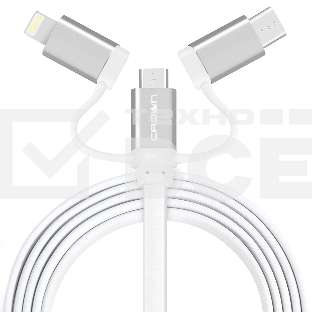 Кабель Crown USB - microUSB/USB Type-C/Lightning CMCU-3182 white
