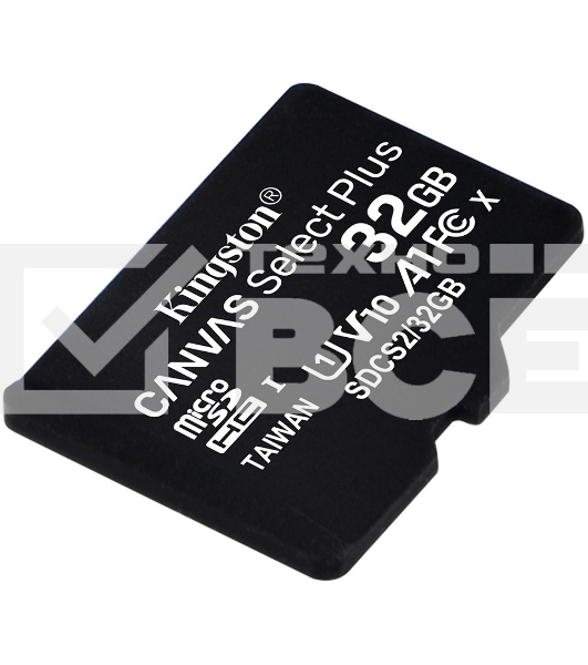 Флеш карта microSDHC 32GB microSDXC Class10 Kingston <SDCS2/32GBSP> Class10 UHS-I Canvas Select up to 100MB/s