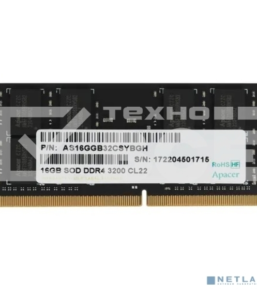 Оперативная память Apacer, DDR4, 16GB (1x16GB), 3200MHz, CL22, SO-DIMM