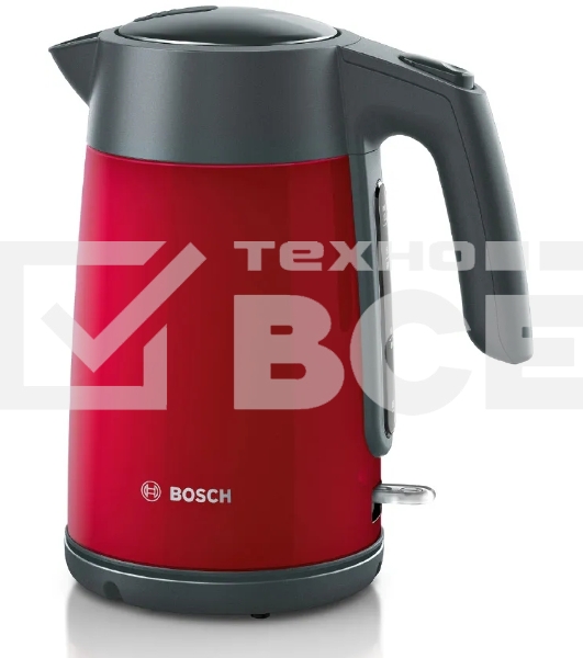 Чайник Bosch TWK7L464, 1.7л, 2400 Вт., нерж.сталь, покрытая эмалью, красный,шкала уровня воды