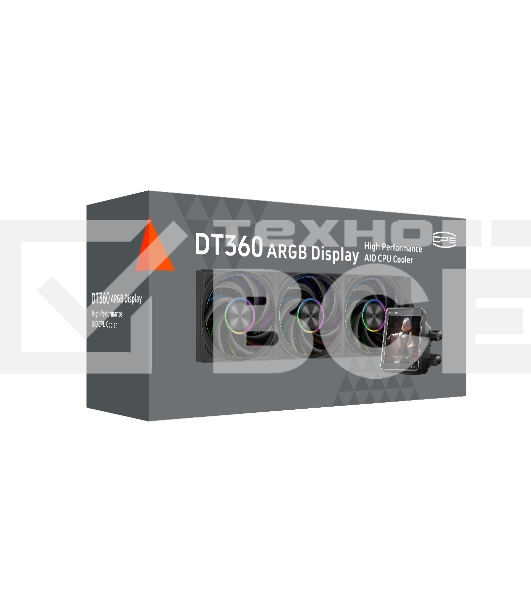 Система охлаждения PCCooler DT360 ARGb Display BK (300W, 360мм, LED temp., черный, ARGb/Fans: 3x120мм, 83.83CFM, 3000RPM/Pump height 62мм, 15dBA, 2600RPM, Rad thickness 27мм/S: 1851, 1700, 1200, 115X, AM5, AM4)