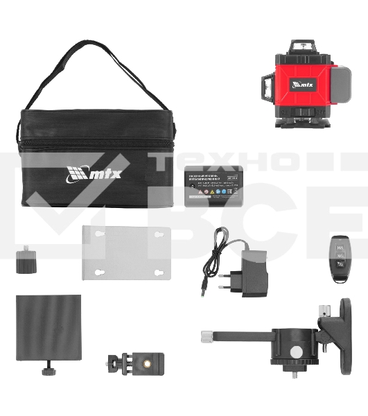 Лазерный уровень м-призм. MTX ML 360-4 Basic SET, 30 м, зеленый луч, акк. Li 3000 мА·ч, сумка