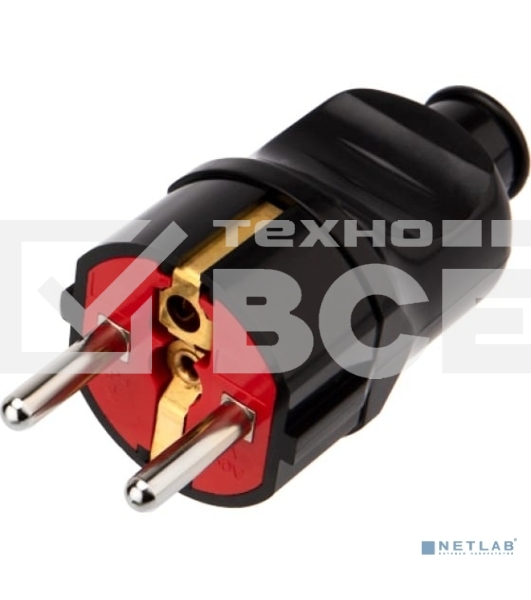 Вилка Евро Rexant прямая с з/к 16А усиленная черная