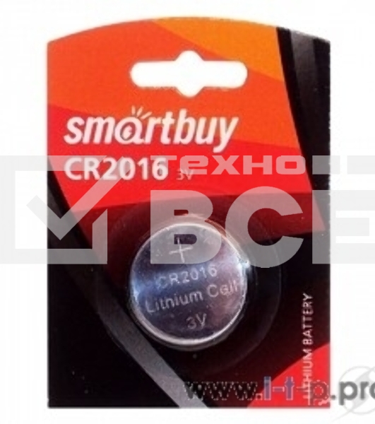 Батарейка Smartbuy CR2016/1B (12/720) (SBBL-2016-1B) (1 шт. в уп-ке)