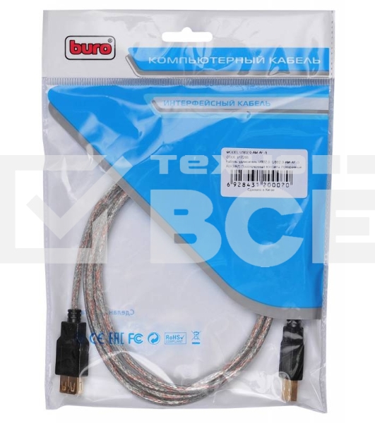 Кабель Buro USB2.0-AM-AF-S A(m)/a(f)