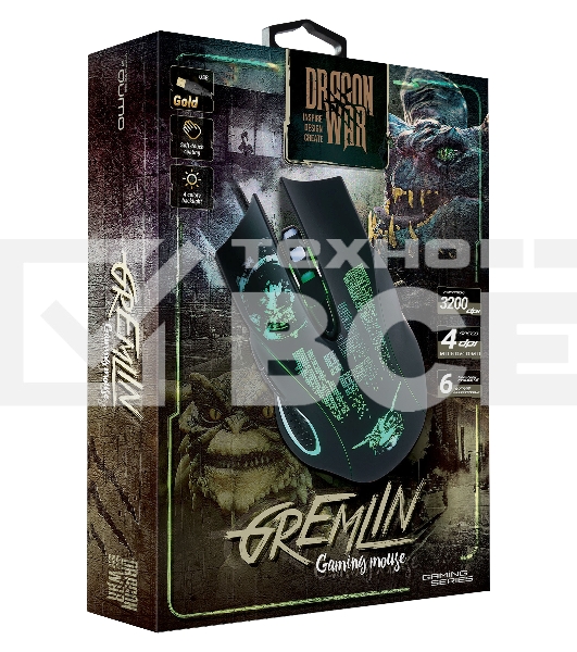Мышь проводная Qumo Gremlin M37 черный, 3200 dpi, USB, кнопки - 6