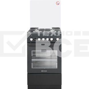 Плита Газовая De Luxe 5040.40г (кр) ЧР-015 черный (стеклянная крышка) реш.чугун