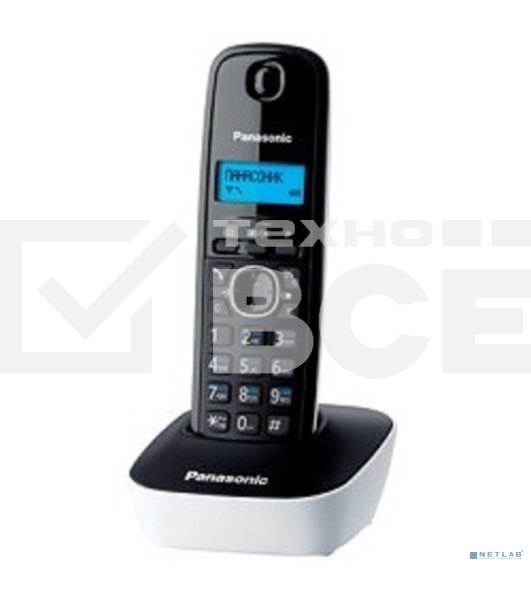 Телефон беспроводной (DECT) Panasonic KX-TG1611RUW (белый) АОН, Caller ID,12 мелодий звонка,подсветка дисплея,поиск трубки