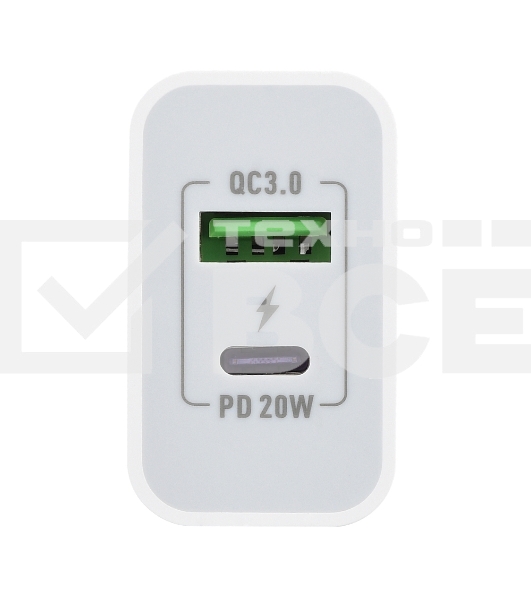 Сетевое зарядное устройство GOPOWER 1USB+1TYPE-C 20W QC3.0 00-00028401 WHITE