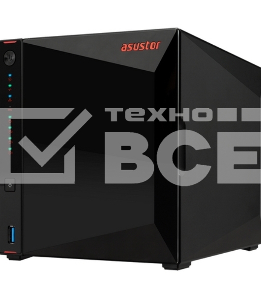 Сетевое хранилище ASUSTOR AS5304T 4-Bay NAS/Media player/Intel Celeron J4105 1.5GHz, up to 2.5 GHz(Quad-Core), 4GB SO-DIMM DDR4, noHDD(HDD,SSD),/2x2,5GbE(LAN)/3xUSB3.2,HDMI/4ip camera license ; 90IX0181-BW3S10