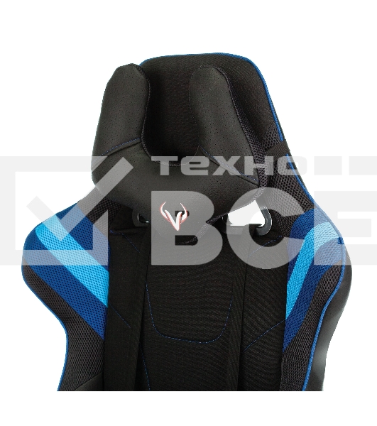 Кресло игровое Бюрократ VIKING 4 AERO BLUE черный/синий, искусст.кожа/ткань, две подушки