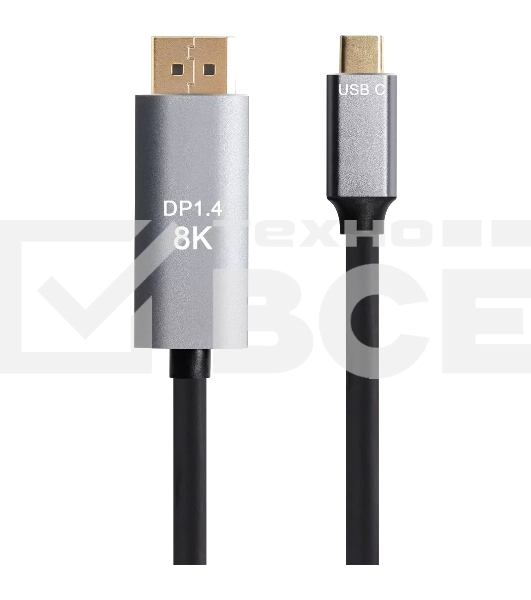 Кабель-адаптер VCOM USB Type-Cm --> DP1.4v (m) 8K@60Hz, 1.8m , Alum Shell