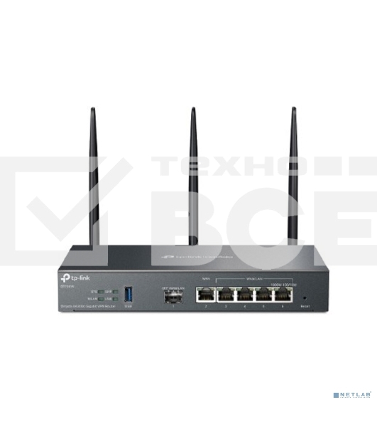 VPN-маршрутизатор TP-Link ER706W Omada с гигабитными портами и поддержкой Wi-Fi AX3000, 1 гиг. SFP WAN/LAN, 1 гиг. RJ45 WAN, 4 гиг. RJ45 WAN/LAN, USB 3.0, до 574 М/с на 2,4 ГГц + до 2402 М/с