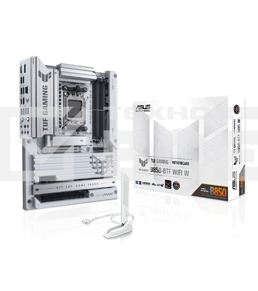 Материнская плата ASUS TUF GAMING B850-BTF WIFI W, AM5, AMD B850, 4xDDR5, 4xSATA, 3xM.2, 1xPCIe 5.0 x16, 1xPCIe 4.0 x16, 1xPCIe 3.0 x1, 1xDP, 1xHDMI, 1x2.5Gb LAN, Wi-Fi 7, Bluetooth 5.4, 1xUSB-C 20Gbps, 3xUSB-A 10Gbps, 4xUSB-A 5Gbps, 2xUSB-A 2.0, 5x3.5 мм, 7.1, ATX