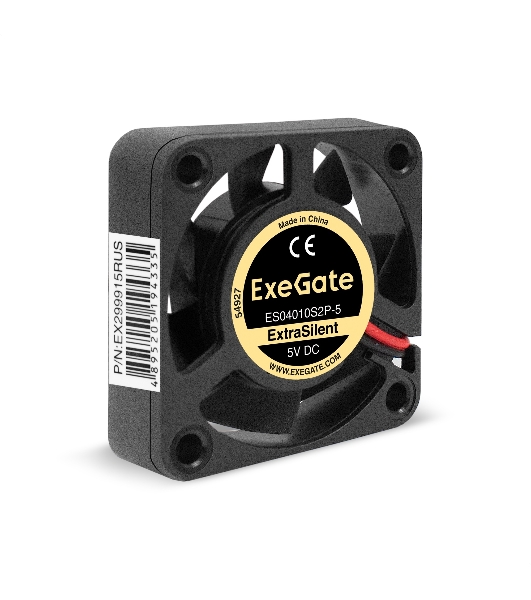 Вентилятор 5В DC ExeGate ExtraSilent ES04010S2P-5 (40x40x10 мм, Sleeve bearing (подшипник скольжения), 2pin, 4500RPM, 22dBA)