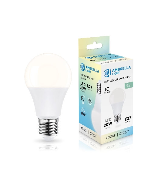 Лампа светодиодная 602004 LED A60 20W IC E27 4000K 175-265V
