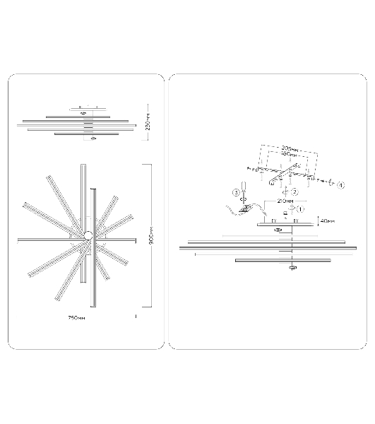 Потолочный светодиодный светильник Ambrella light FL6244 GD золото 125W 3000K-6400K+RGB 900*750*230 (ПДУ ИК)