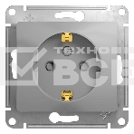 Механизм розетки 1-м СП Glossa 16А защ. шторки с заземл. алюм. SchE GSL000345, фото 1