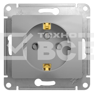 Механизм розетки 1-м СП Glossa 16А защ. шторки с заземл. алюм. SchE GSL000345
