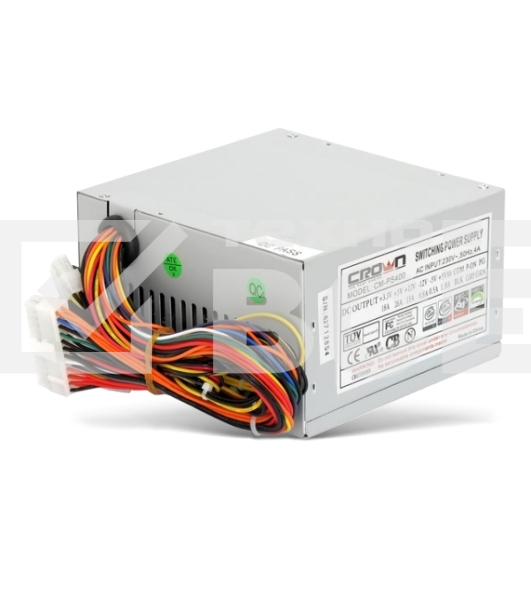 Блок питания CROWN CM-PS400W (20+4in, 80мм FAN, SATA*2, PATA(big Molex)*4, FDD*1, 4+4pin, Lines 1x12V OEM)