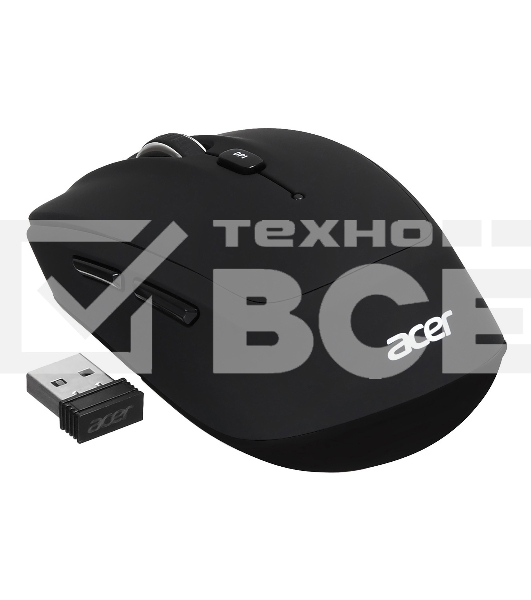 Мышь беспроводная Acer OMR050 черный, 1600 dpi, радиоканал, Bluetooth, USB, кнопки - 6