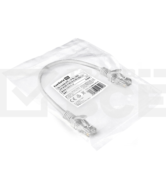 Патч-корд ExeGate EX286375RUS UTP-RJ45-RJ45-5e-0,3M-LSZH-GY, UTP, cat.5e, LSZH, 0.3м, серый