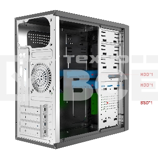 Компьютерный корпус с блоком питания 450Вт. Case Forza mATX case, black, w/PSU 450W 12cm, w/2xUSB2.0, w/2xUSB3.0, w/1xType-C (USB2.0), w/pwr cord, w/o FAN