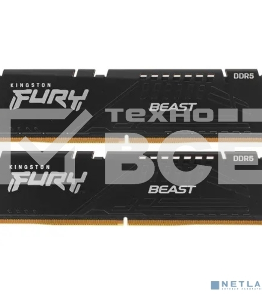 Оперативная память Kingston Fury Beast, DDR5, 64GB (2x32GB), 5200MHz, CL40, с радиаторами, черный