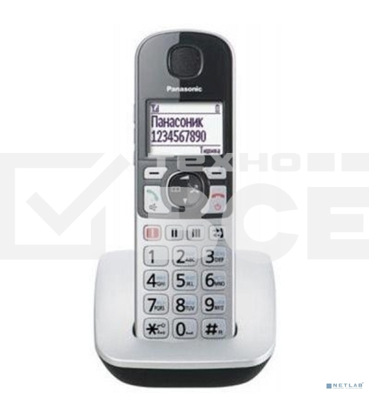 Телефон беспроводной (DECT) Panasonic KX-TGE510RUS, серебристый