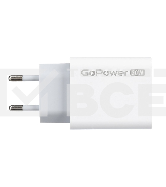 Сетевое зарядное устройство GOPOWER 1USB+1TYPE-C 20W QC3.0 00-00028401 WHITE