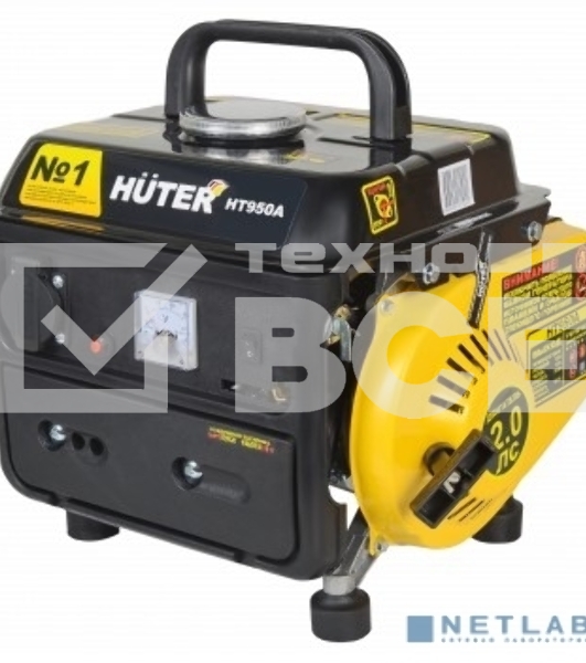 Электрогенератор бензиновый инверторный Huter HT950A, 0.95 кВт, 63 дБ, 16.8 кг