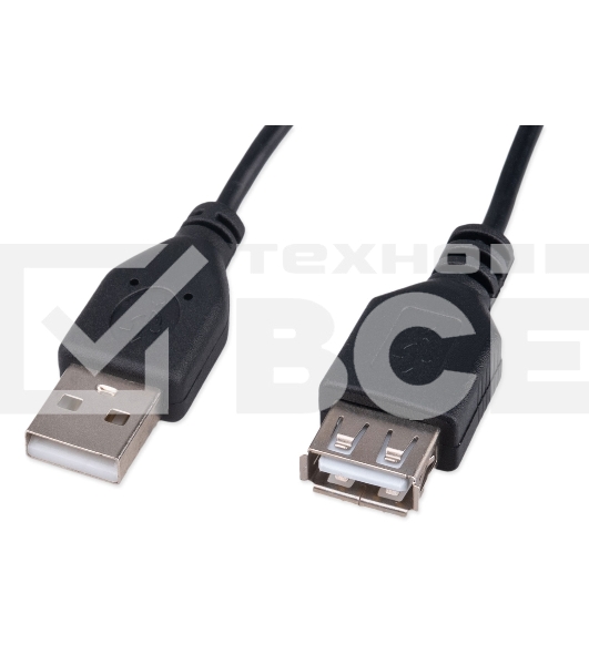 Кабель-удлинитель USB2.0 Гарнизон GCC-USB2-AMAF-4.5M, AM/AF, медь, 4.5м, черный, пакет